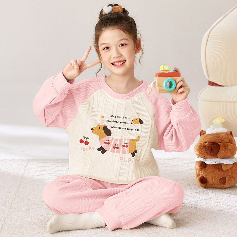 女童睡衣2025年新款空气夹层棉保暖套装亲子中大童卡通学生家居服,童装/婴儿装/亲子装,家居服套装,淘宝优惠券,粉丝福利购,淘宝优惠卷