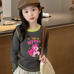 小马宝莉纯棉t恤碧琪公主女童2025秋冬A类长袖打底衫圆领上衣洋气