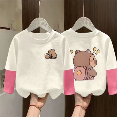 卡皮巴拉女童长袖t恤春秋2025