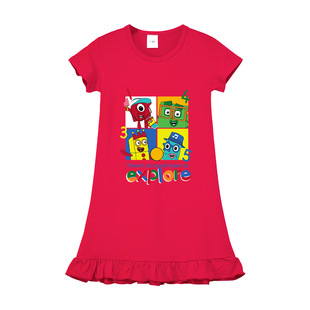 2022数字积木女童公主裙NumberBlocks动画连衣裙甜美夏季短袖裙子