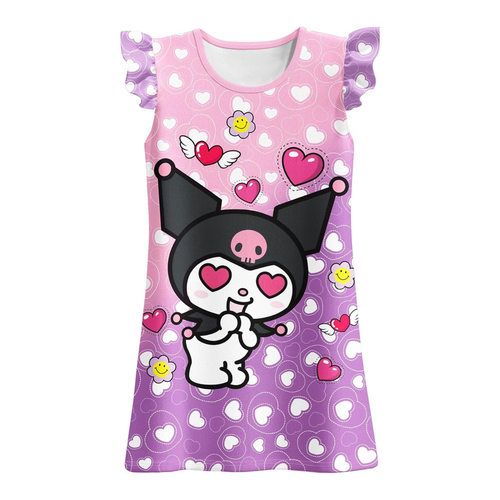 kuromi玉桂狗小飞袖睡裙牛奶丝