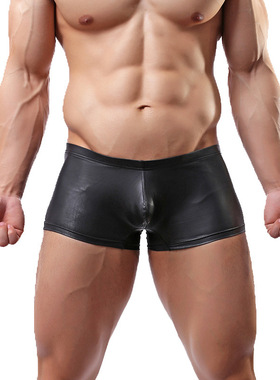 VERANO男士外贸内裤仿皮性感情趣平角内裤漆皮高端外贸内裤包邮