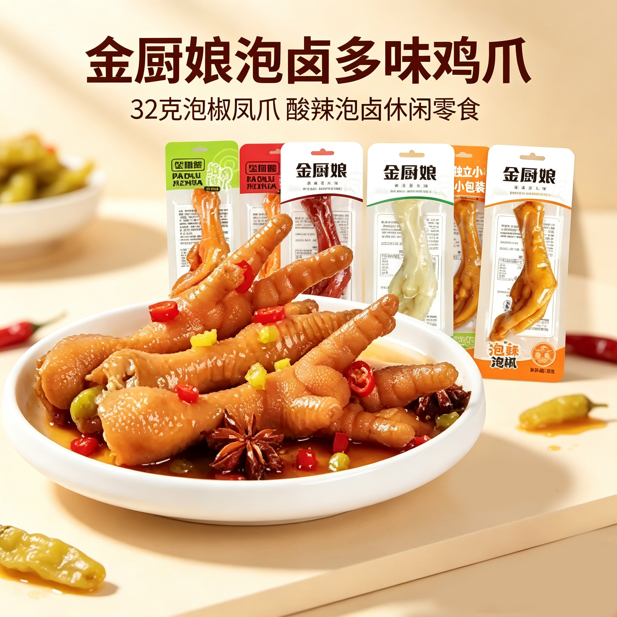 金厨娘泡卤32克多味鸡爪泡卤泡鸡肉零食