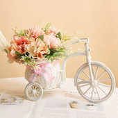 创意自行车花篮摆件家居客厅装 饰品房间卧室桌面小清新干花束插花