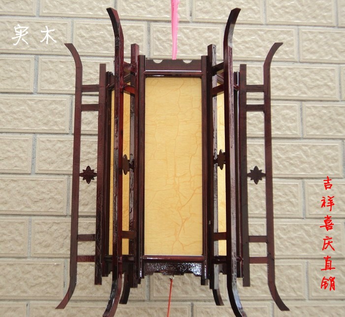 中式仿古六角实木走廊宫灯可定制