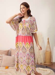 宽松加肥睡裙家居服可外穿200g 韩版 睡衣纯棉莫代尔2019秋季 女长袖