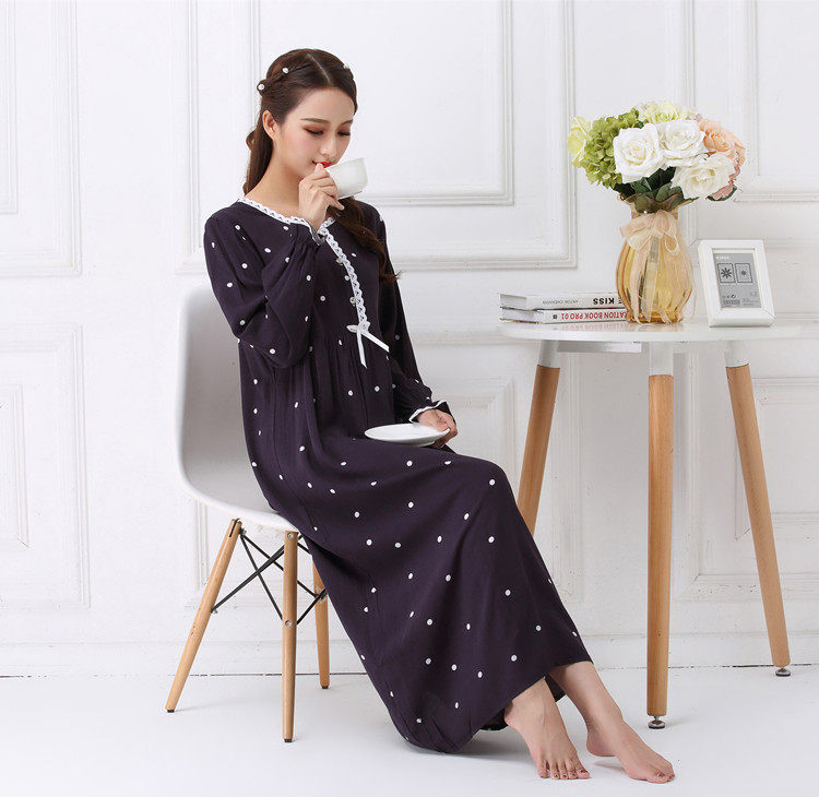 女士純棉寬松長款孕婦哺乳家居服