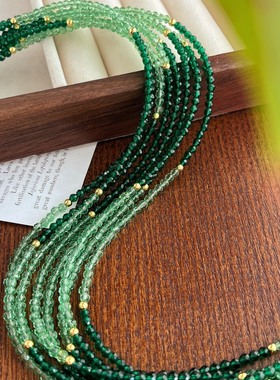 超美撞色设计深浅绿色人造祖母绿锁骨链项链