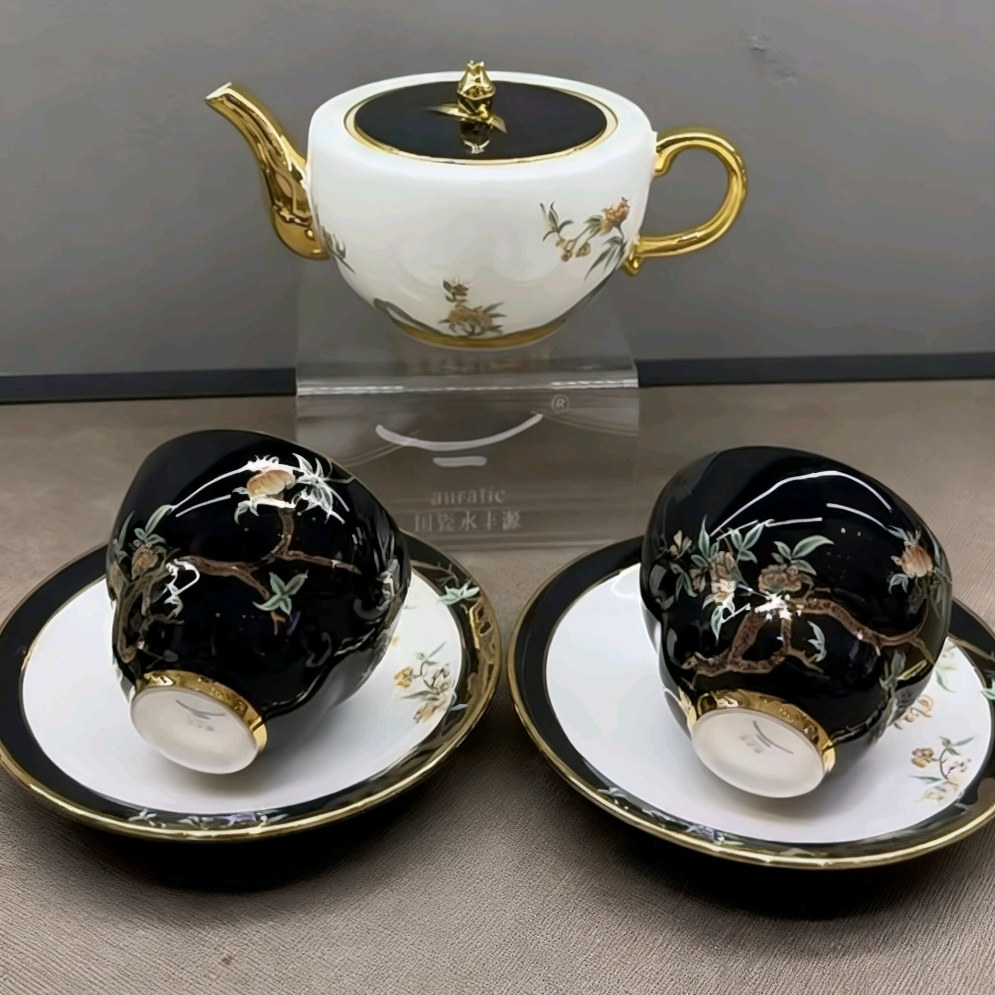 国瓷永丰源夫人瓷石榴家园6头茶具2人位中式下午茶杯套装轻奢礼