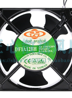 TOPMOTOR顶冠DF1A12BH AC110/120V 0.21A/0.19A机柜风机风扇12038