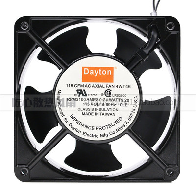 原装正品Dayton 4WT46 115V 0.24A 12CM 12038 机柜焊接散热风扇