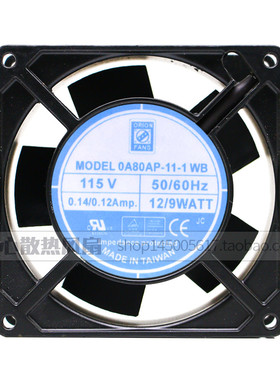 OrionFans 8cm 115v0.12A 0A80AP-11-1 WB 8038 机柜散热轴流风机