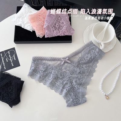 纯欲辣妹蕾丝交叉镂空透气三角裤