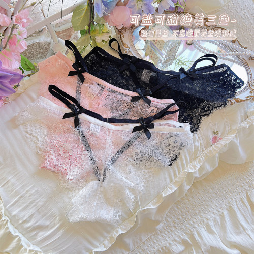 交叉细带蕾丝纯欲半透女三角裤