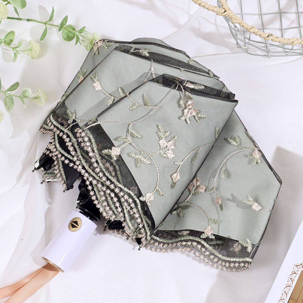 自动太阳伞雨伞两用折叠女防紫外线遮阳伞便携刺绣黑胶公主晴雨伞,居家日用,伞,淘宝优惠券,粉丝福利购,淘宝优惠卷