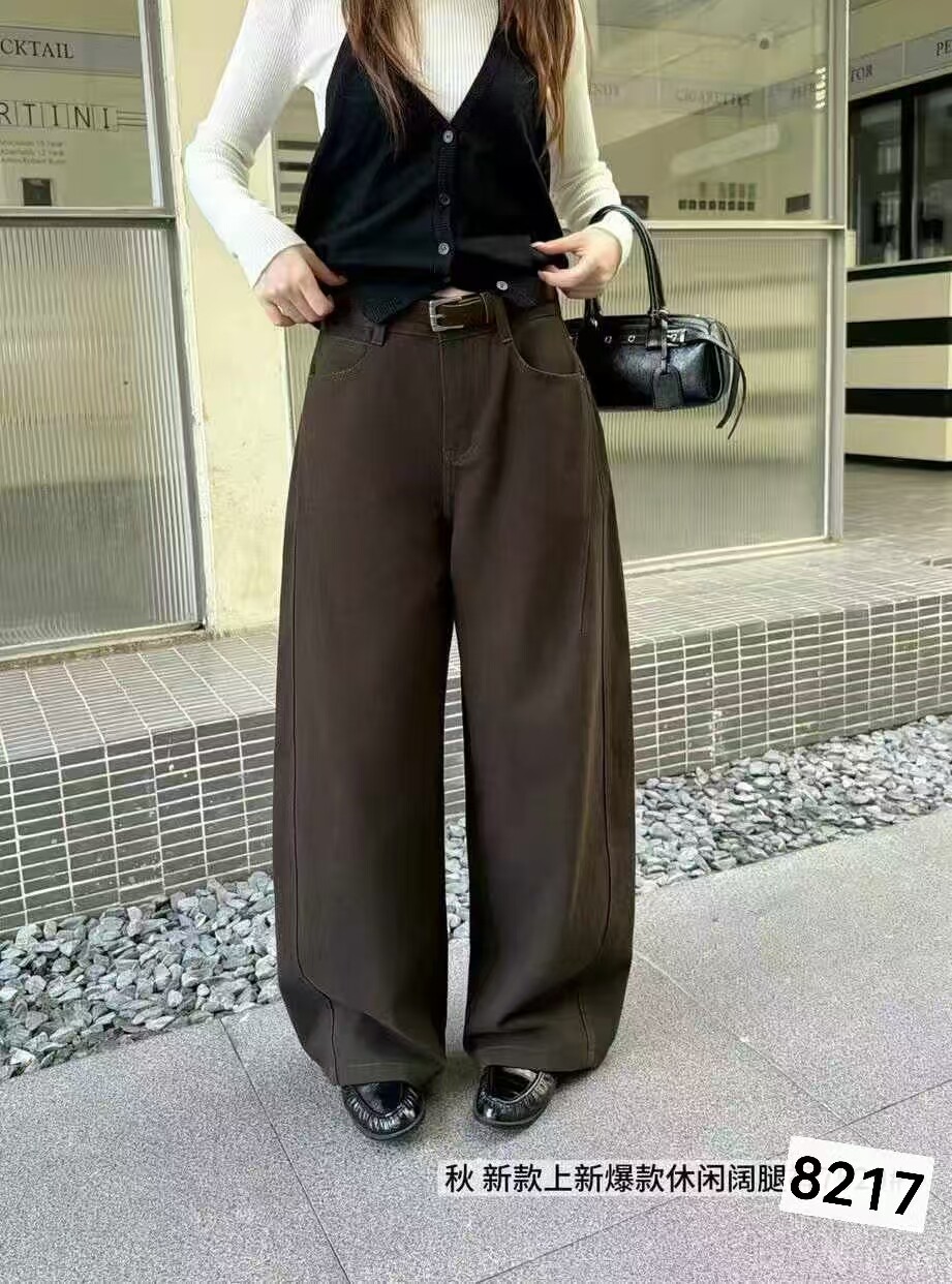 欧洲站2026秋季新款欧货时尚高腰显瘦百搭休闲裤女宽松阔腿长裤子