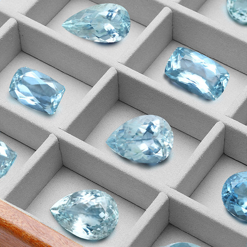 HLB4天然海蓝宝刻面彩色宝石18K金镶嵌戒指吊坠耳坠手链新品现货