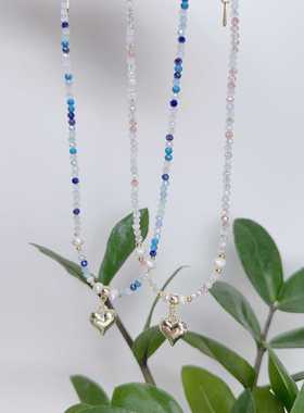 水晶串珠水晶颈链不锈钢