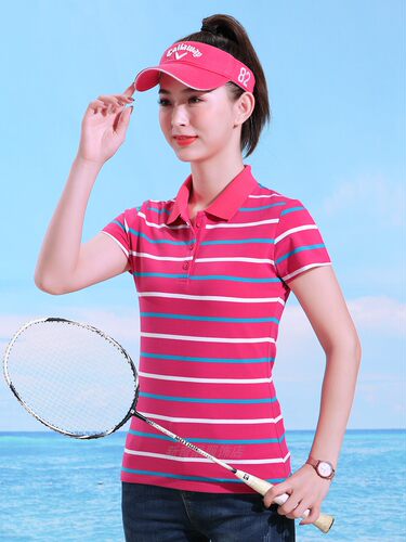 2025新款春装妈妈Polo领打底衫大码中年翻领条纹t恤女