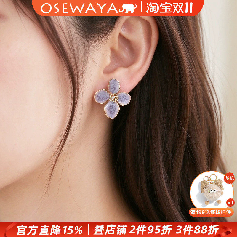 OSEWAYA无耳洞花朵耳夹显脸小
