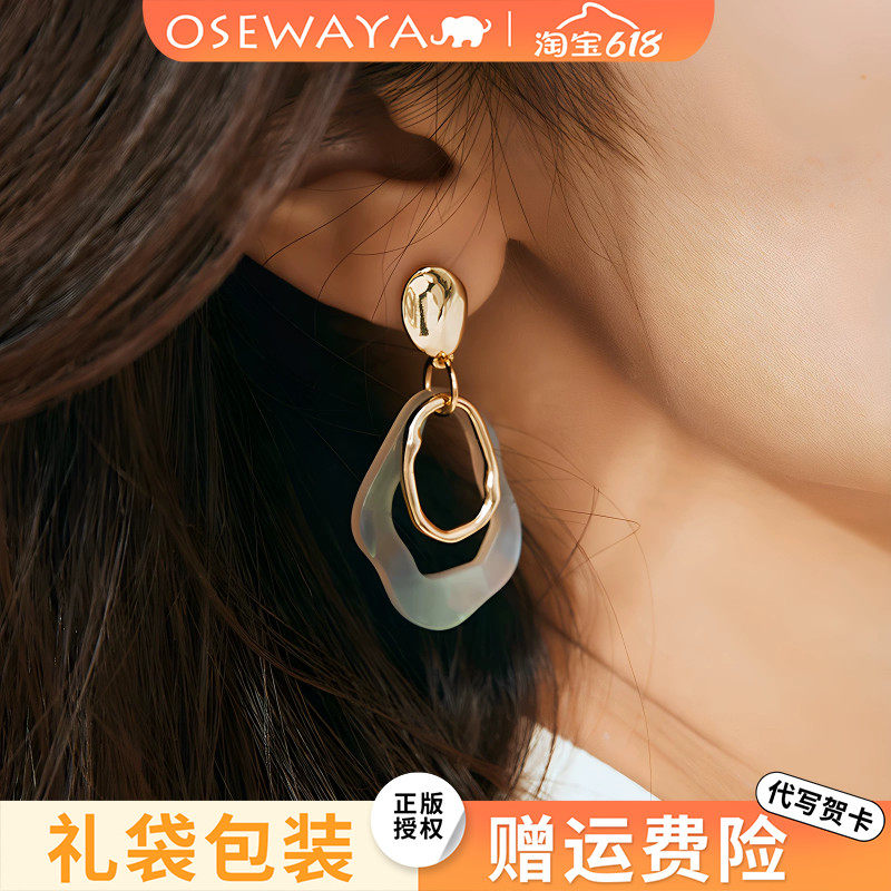 OSEWAYA耳夹高级大气时尚几何耳坠女简约气质耳环无耳洞复古港风