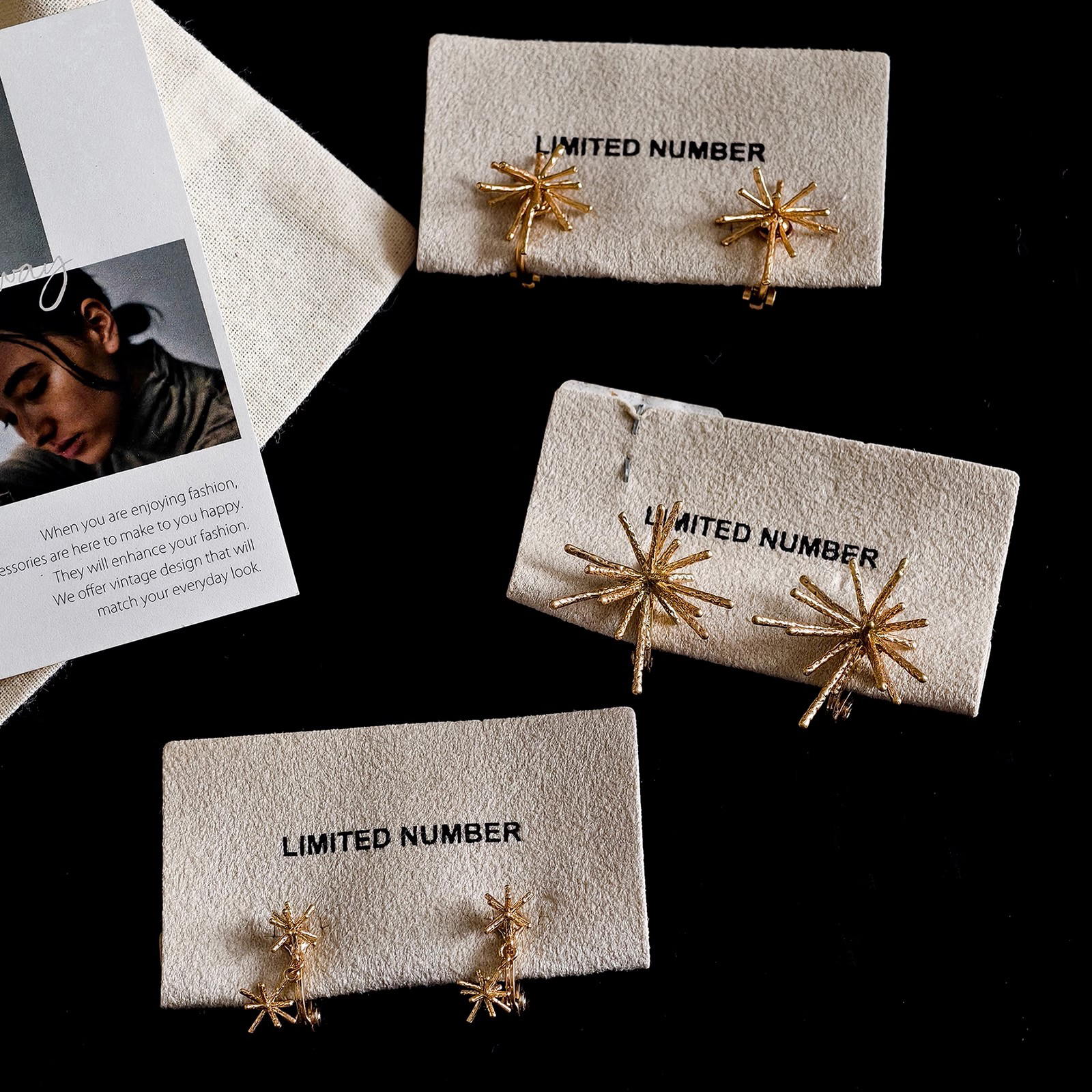 OSEWAYA耳钉潮流个性烟花耳夹轻奢设计感日剧同款高级无耳洞耳环