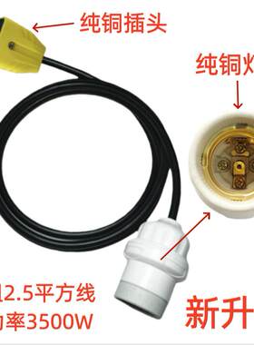 E27耐高温陶瓷灯头浴霸灯动物取暖灯座养殖保温灯泡带线螺钨丝灯