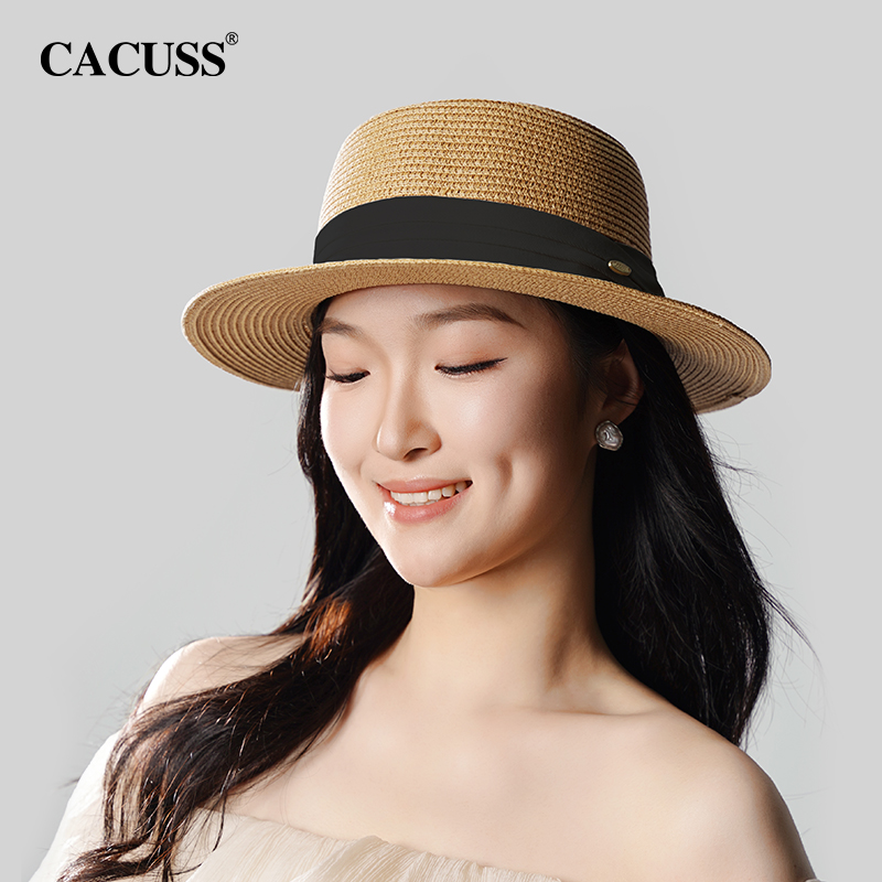 CACUSS夏季草编帽女沙滩帽大帽檐
