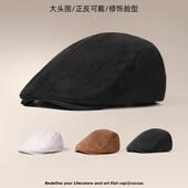 CACUSS帽子女秋冬麂皮前进帽新款 大头围复古百搭文艺纯色贝雷帽男
