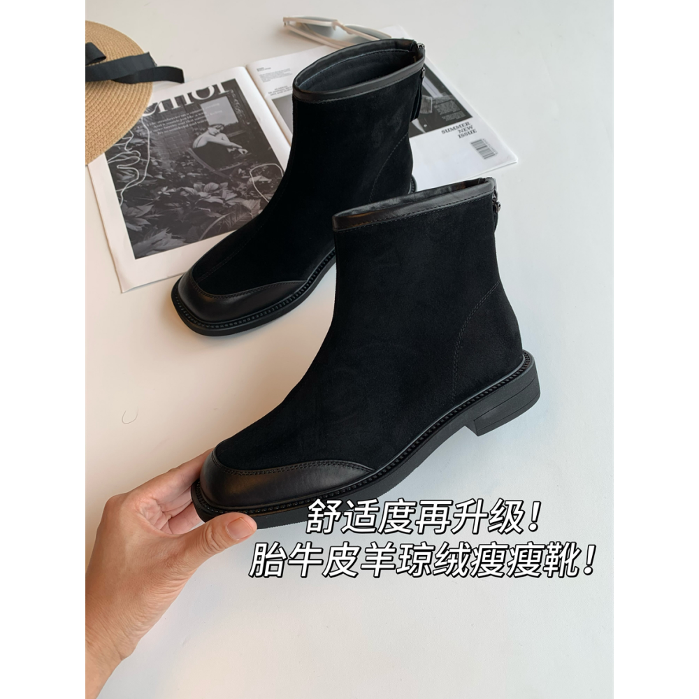 舒适度再升级胎牛皮羊琼绒瘦瘦靴
