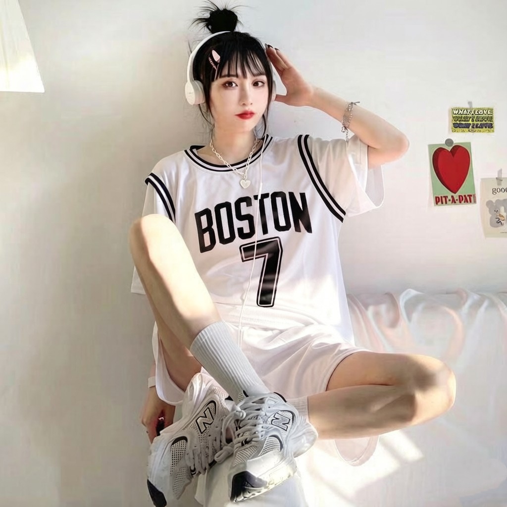 定制男女学生比赛篮球服班服短袖假两件宽松球衣网红团购队服套装