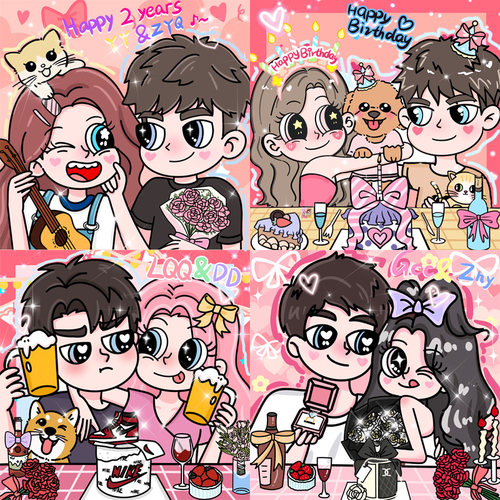 星蝶公主手绘头像定制画装饰画