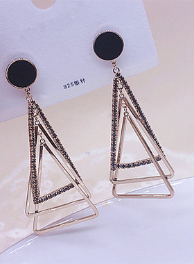高级感多层三角形耳环女 S925银针耳钉 简约冷淡风设计感耳圈耳饰