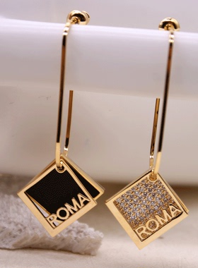 闪钻长方形耳环女长款气质超仙夸张网红耳坠韩国简约几何百搭耳饰