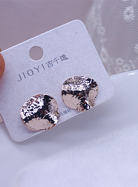 亮光金属曲面圆片耳环复古新款爆款欧美耳饰轻奢高级感极简风耳钉