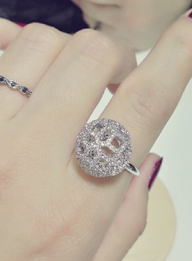 无敌锆石时尚夸张水晶球七夕戒指