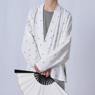 防晒 宋制汉服纯棉印花日常百搭春夏秋男女款 青山渐对襟短衫 飞机袖