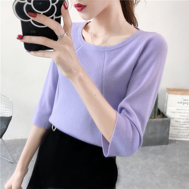 特價清貨春秋裝套頭圓領針織中袖女上衣五分袖半袖修身打底衫毛衣在類目 女裝/女士精品, 毛針織衫中 - 來自Buy2taobao.com提供專業的淘寶代購服務