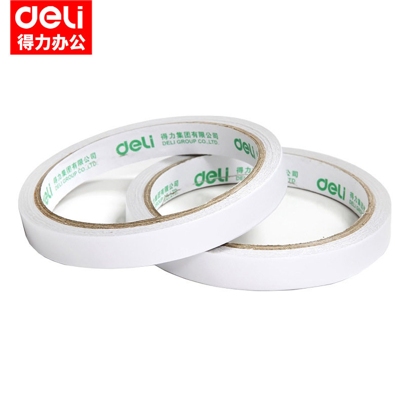 得力30401棉纸双面胶带/1.2cm*10Y双面胶 24卷/袋）得力文具30401