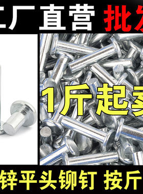 GB109镀锌平头铁铆钉实心铆钉敲击式平帽卯钉按斤卖m2M2.5M3M4-M6