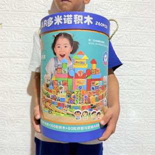 正版丹妮奇特早教木质积木场景搭建启蒙多功能桶装大颗粒益智玩具