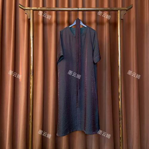 【意桂】新中式女装复古纹圆领中国风时尚中袖新款气质中长款连衣