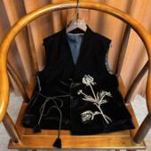 女装 墨染 时尚 新中式 高档复古优雅气质丝绒马甲中国风女坎 茶巷