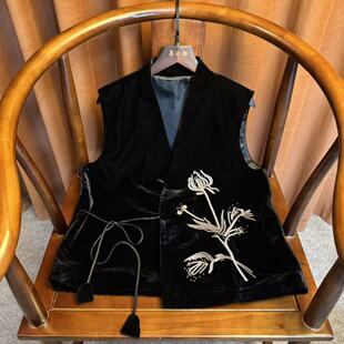 墨染【茶巷】新中式时尚女装高档复古优雅气质丝绒马甲中国风女坎