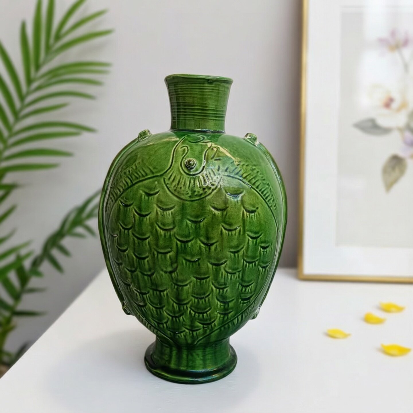 仿古瓷器新中式陶瓷鱼瓶古代花器摆件客厅装饰复古家居饰品工艺品