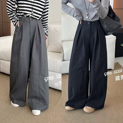 GMS歌玛索35351女装时尚休闲裤女裤百搭显瘦直筒裤2025秋季新款长