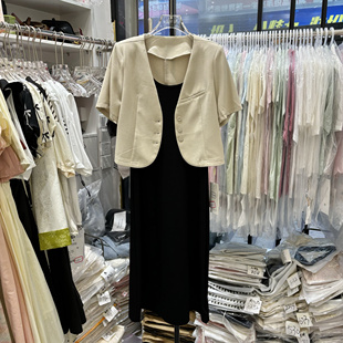 新款 吊带连衣裙 套装 职场气质短袖 西服 裙女2023年夏季 精致感时尚