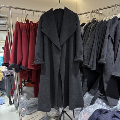 2025新款高级感长款双面羊绒大衣女时尚气质修身大翻领羊毛呢外套