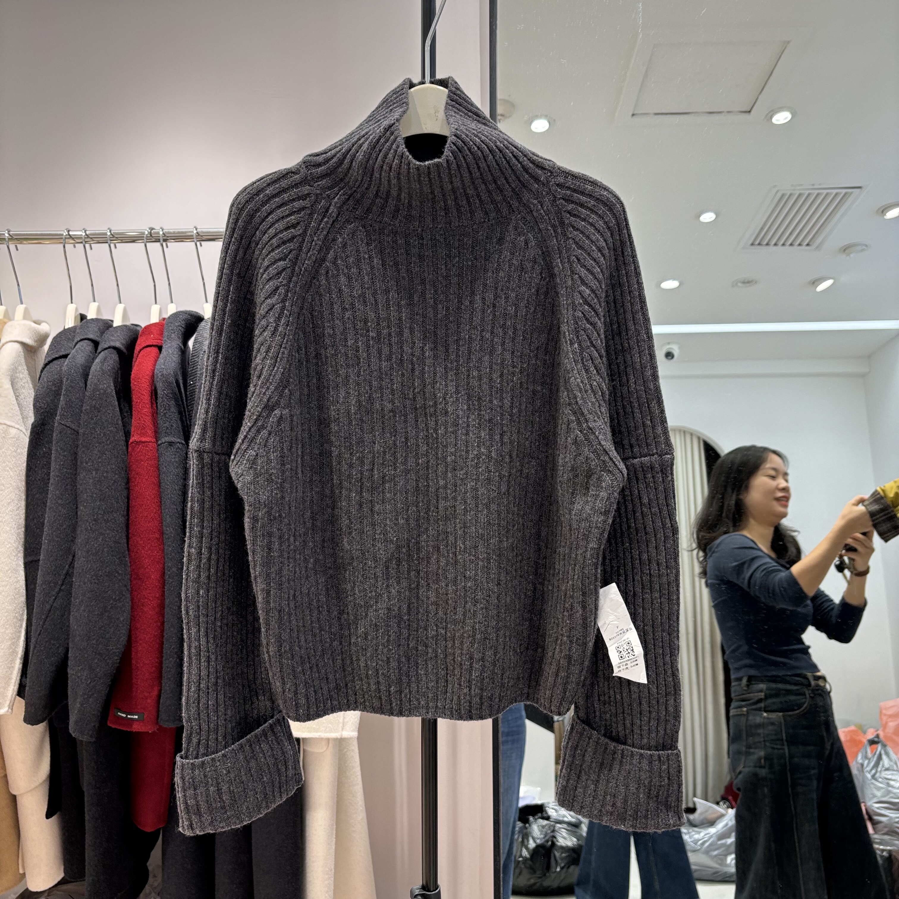 韩版宽松显瘦百搭高领长袖羊毛针织衫套头毛衣上衣2025秋冬款119