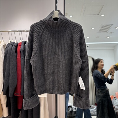 韩版宽松显瘦百搭高领长袖羊毛针织衫套头毛衣上衣2025秋冬款119